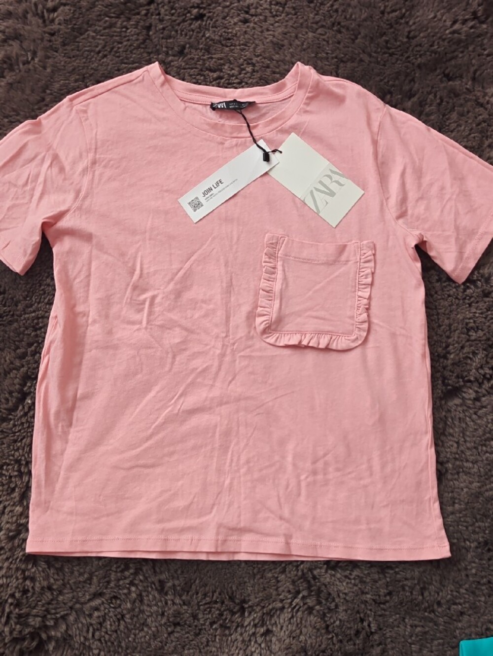 Zara Pink Ruffle Pocket Tee - Picture 2 of 2